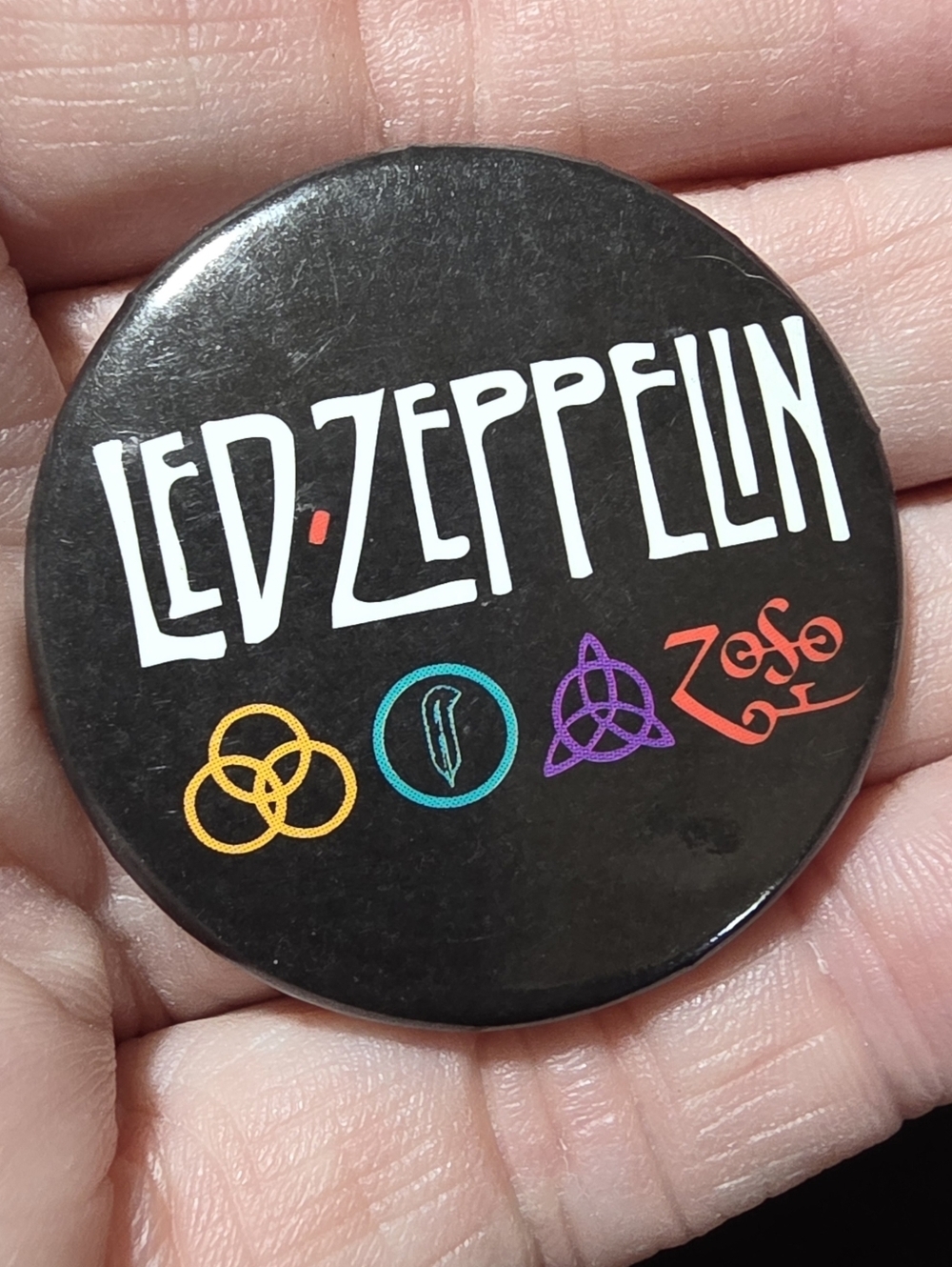 Vintage Led Zeppelin 1.5" Button Pinback Button Classic Rock Zoso